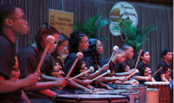 Students performing at Willie Stewart’s Rhythm Of Africa concert