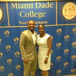 President Malou C. Harrison, of Miami Dade College North Campus, (right) shares a moment with Trinidadian soca singer, Machel Montano (right), who was the guest speaker at the annual Leadership conference of the Florida Caribbean Students’ Association (FCSA).