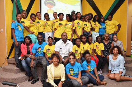 The participating girls are all smiles at the graduation ceremony for Jamaican Girls Coding held on Friday, August 22, 2014 at JAMPRO’s New Kingston headquarters. Joining them are (L-R: second row) Elese Ebanks, Web Developer/Programmer/Instructor with Member of Women Who Code; Tristan Alleyne, Consulting Officer, JAMPRO; State Minister in the Ministry of Science, Technology, Energy and Mining, the Hon. Julian Robinson; Lorna Green, Founder of GSW Animation Studio and Dianne Wan, Animator at GSW Animation Studios and Instructor for the Girls. (L-R: Front Row): Diane Edwards, President of JAMPRO; Sabrina Butt, Intern, Jamaica Coalition of Service Industries (JCSI)  and Marjorie Straw, Chair – JCSI  and Manager of Special Projects at JAMPRO. 