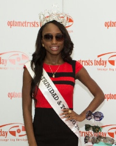 Miss T & T Universe Jevon King pictured in Marilyn Monroe sunglasses, available exclusively at Optometrists Today.