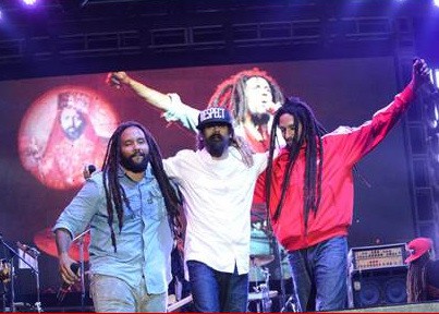 Marley Brothers Delight: Marley brothers, from left to right, Kymani, Damian and Julian thrilled fans during Redemption Live, the Bob Marley tribute concert on the waterfront of Jamaica’s capital city, downtown Kingston on February 7.
