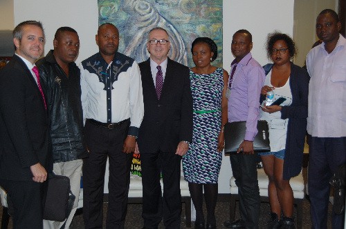Ric Katz, president of Communikatz, Inc. (Center) with members of the media from Africa.