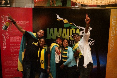 Group of Jamaicans from the rock visiting Jamaica House in Rio