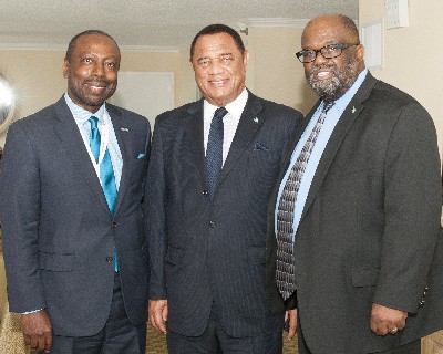 L-R - Linville Johnson, Director, African American Market, Bahamas Ministry of Tourism; Prime Minister of The Bahamas, The Honorable, Perry G Christie and Andy Ingraham, Founder/President and CEO of NABHOOD