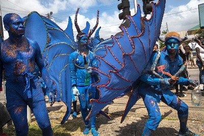 Trinidad Carnival Blue Devils costume.