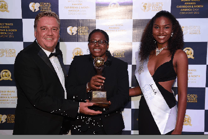 Graham Cooke and Dionne Ligoure celebrate Caribbean Airlines World Travel Awards