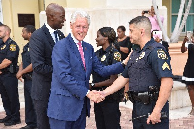 President Bill Clinton meeting with members of the City of Miramar Police Department  Photo Credit: Gregory F. Reed
