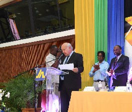 Hon. Oliver Clarke announcing the new JN Bank