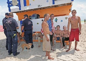 Group of Cubans arriving in Miami Beach under the wet foot-dry foot policy