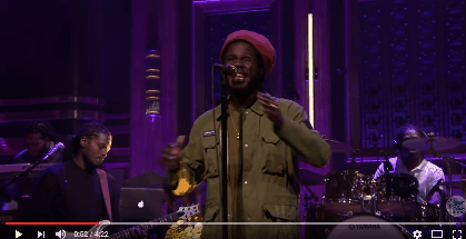 Reggae Artiste, Chronixx performs on The Tonight Show with Jimmy Fallon