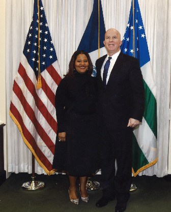 Jamaica's Consul General Trudy Deans and New York's Police Commissioner James P. O'Neil