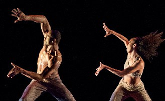 Alvin Ailey American Dance Theater Jamar Roberts and Constance Stamatiou in Kyle Abraham's Untitled America. Photo by Paul Kolnik