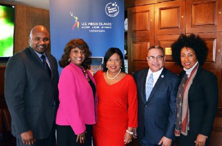 IN CHICAGO THIS WEEK (from left): Illinois State Representative for the 34th District Elgie Sims Jr.; Debbie Meyers-Martin, President of the Village of Olympia Fields; US Virgin Island Commissioner of Tourism Beverly Nicholson-Doty; Riley Rogers, Mayor of the Village of Dolton; and Cassandra Matz, Trustee of the Village of Olympia Fields and Chief of Staff to Illinois Senator Michael Hastings.