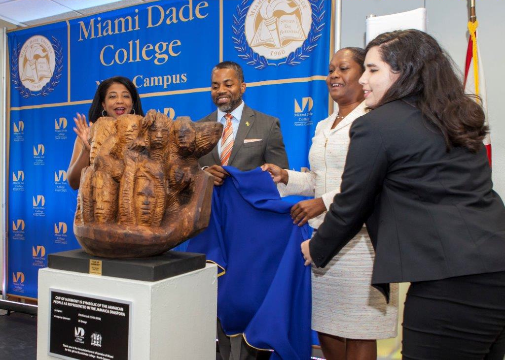 Franz Hall unveils "Cup of Harmony" at Miami Dade College North Campus