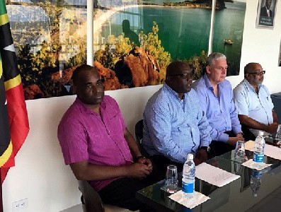  Prime Minister of Dominica, Roosevelt Skerrit; St. Kitts and Nevis' Prime Minister, Dr. the Hon. Timothy Harris; OECS Chairman, the Hon. Allen Chastanet, OECS Director General, Dr. Didacus Jules during a meeting at RLB International Airport following the passage of Hurricane Irma. 
