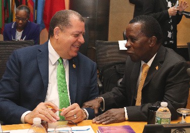 Jamaica’s Minister of Finance and Public Service, the Honorable Audley Shaw and Prime Minister of Grenada and Chairman of the IMF/ World Bank Small State Forum, Dr. the Hon Keith Mitchell