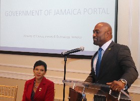 Hon. Andrew Wheatley and Ambassador Audrey Marks talk about the new Government of Jamaica Portal