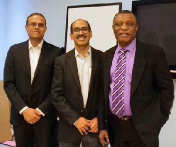 Dr. Dhruva Kumar Krishnan, Dr. Binoy Chattuparambil, Dr. Nelson Iheonunekwu, of Health City Cayman Islands saved the life of Clester Christie