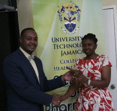 Dr. O’Neal Malcolm and Alicia Smith, Chair of UTech Pharmacy Alumni 