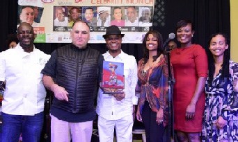 Chef Creole, Chef Jose Andres, Artist-CJ Latimore, Marie Louissaint, Nancy Levros and Angela Burns at Art Beat Miami during Art Basel