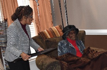 Jewel Scott with Elsada Duncan, Oldest Living Jamaican in the State of Georgia