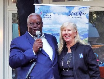 U.S. Virgin Islands Governor Kenneth E. Mapp with the FCCA's Michele Paige in Fort Lauderdale at Seatrade.