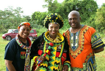 Valerie Dixon, Jessica Mbangeni, Michael Stewart at Marcus Garvey Fair