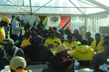 Caribbean Athletes at the Team Jamaica Bickle Hospitality Tent at the Penn Relays.