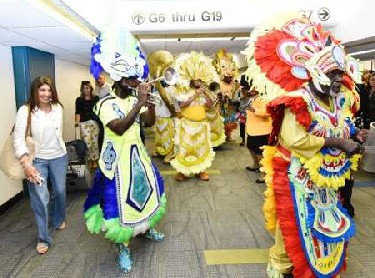Bahamasair Miami -Bimini inaugural flight features a Junkanoo Band with Kemuel Stubbs
