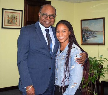 Jamaican Track Star Brianna Williams Congratulated by Tourism Minister, Edmund Bartlett