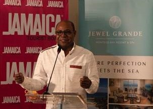The Hon. Edmund Bartlett, Jamaica’s Minister of Tourism addresses the media during JAPEX breakfast event at Jewel Grande Resort.