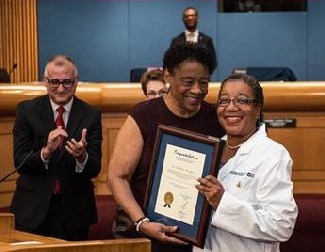 Commissioner Jordan honors first African-American female president of DCMA
