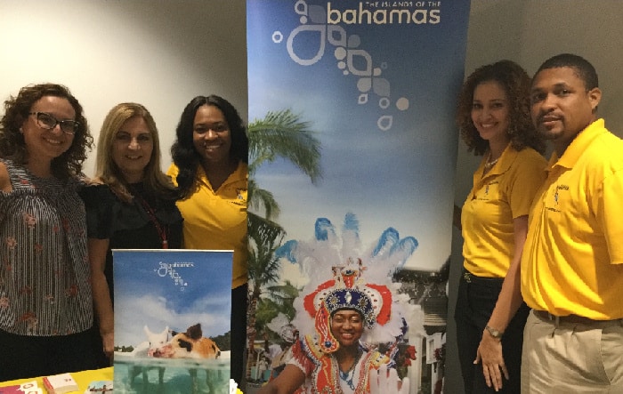 The Islands of the Bahamas marketing team at La Mano Hispana 2018 Art Gallery Opening