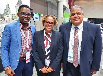 Commissioner Designee Joseph Boschulte met up with LIAT's Scheduling Manager Jabari Jemmott (left) and Chief Commercial Officer Audra Walker.