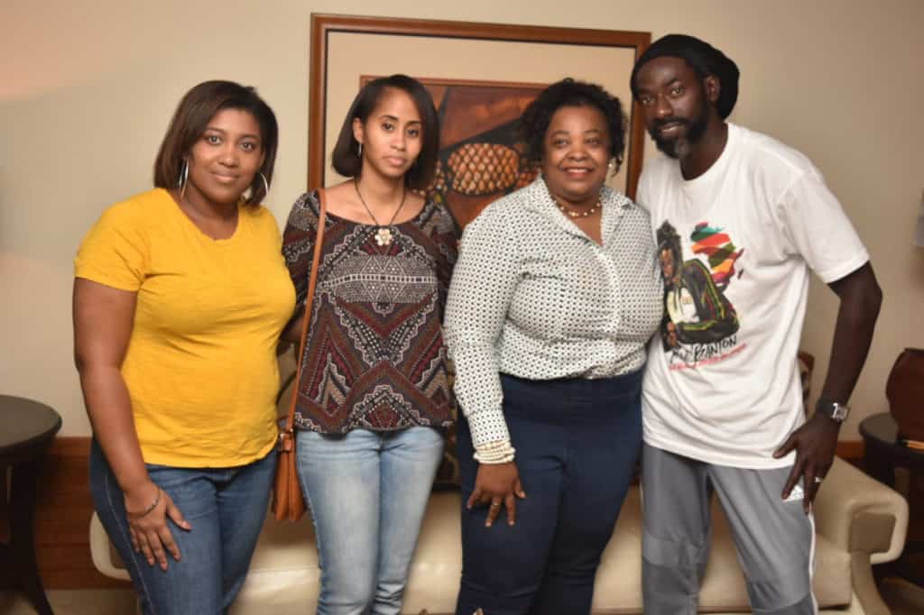 Jamaican High Commission, Counsellor Delita McCallum and First Secretary Lasheree Senior (L) with Buju Banton
