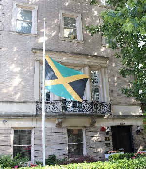 Jamaica’s flag flies at half-mast outside the Embassy of Jamaica Washington, DC to honour the late former Prime Minister, Edward Seaga. 