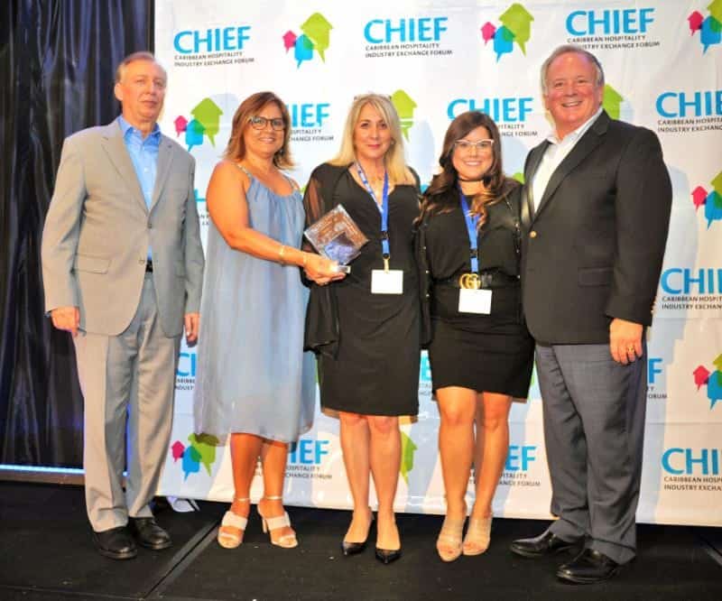 (From left) CHTA's Frank Comito and Patricia Affonso-Dass; Liz Kaiser of The Sandals Foundation, Veronica Vilaro of Sandals Resorts, and CHTA's Bill Clegg.