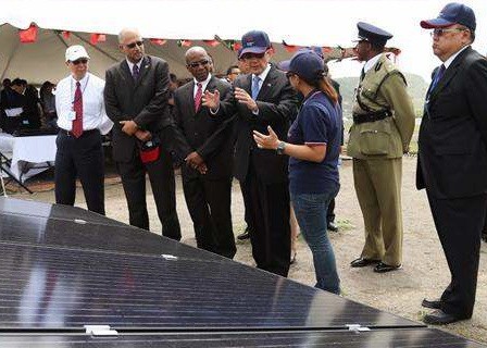 President Ma and PM Douglas visit Solar Plant at the Robert L Bradshaw International Airport 