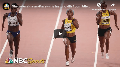 Shelly-Ann Fraser-Price of Jamaica wins historic 4th 100m title at Track and Field Worlds