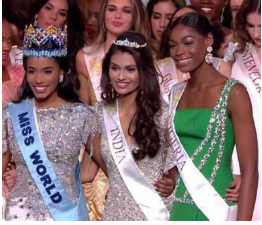 Miss World, Toni-Ann Singh, Miss India, Suman Rao, and Miss Nigeria, Nyekachi Douglas