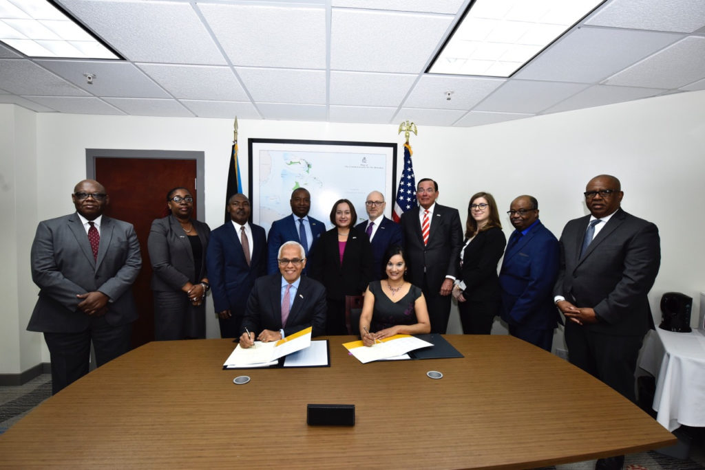 Bahamian and US government officials at the official signing of the Air Transport Agreement at The Bahamas Ministry of Tourism Office