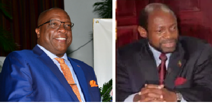 St.. Kitts and Nevis Prime Minister Dr. the Honourable Timothy Harris (L) and Hon. Denzil Douglas (R)