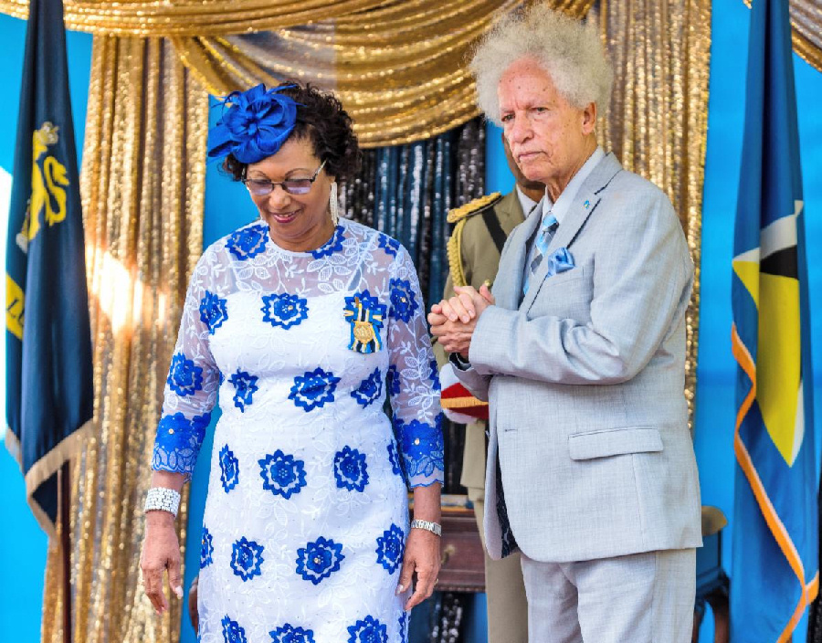 Joyce Louisa Destang, St. Lucian Hotelier and Entrepreneur Awarded Gold Medal Of Merit from  from St. Lucia Governor General Sir Emmanuel Neville Cenac