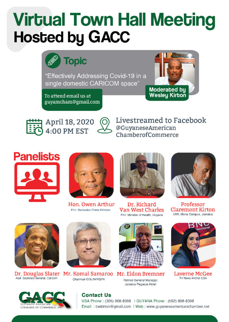 Guyanese American Chamber of Commerce Hosting a Virtual Town Hall Meeting Addressing COVID-19 and CARICOM
