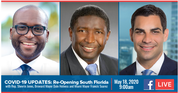 Rep. Shevrin Jones, Mayor Dale Holness, and Mayor Francis Suarez  to Host Virtual Town Hall on Reopening of South Florida