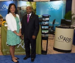 St. Kitts Tourism Authority CEO Ms. Racquel Brown and St. Kitts’ Minister of Tourism, International Trade, Industry and Commerce the Hon. Mr. Lindsay Grant. (