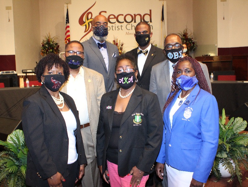 Members of the South Dade Divine Nine Presidents Pact: Row one: Stephanie Steele, Bonita Cooper, Anita Moore; Row two: Kevin T. Richardson and Jerard Carter; Row three: Winston Warrior and Leslie Elus