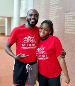AileyCamp Miami Instructor Treyon Sargent and returning AileyCamper Amonti Pipkin 