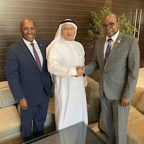 Minister of Tourism, Hon. Edmund Bartlett (right) and Captain Ibrahim Koshy, CEO of Saudia Airlines