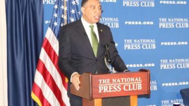 PM Andrew Holness addressing the National Press Club